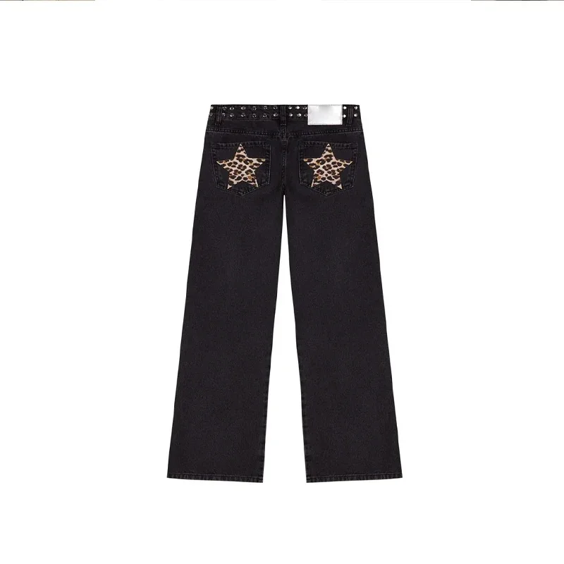Women leopard print pentagram deconstruction jeans y2k high street rivet straight pants versatile floor pants
Women leopard print pentagram deconstruction jeans y2k high street rivet straight pants versatile floor pants