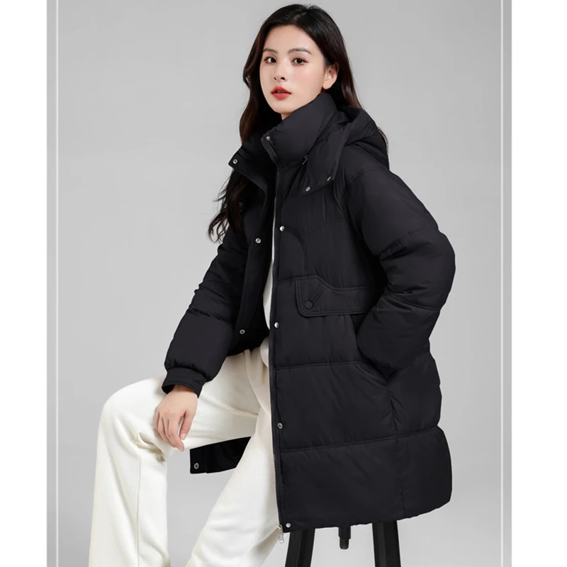 Women Long Parka Loose Outwear Waterproof Hooded Warm Down Cotton Coat Snow Zipper Jacket New Winter 2025 Casual Female Clothing
Women Long Parka Loose Outwear Waterproof Hooded Warm Down Cotton Coat Snow Zipper Jacket New Winter 2025 Casual Female Clothing