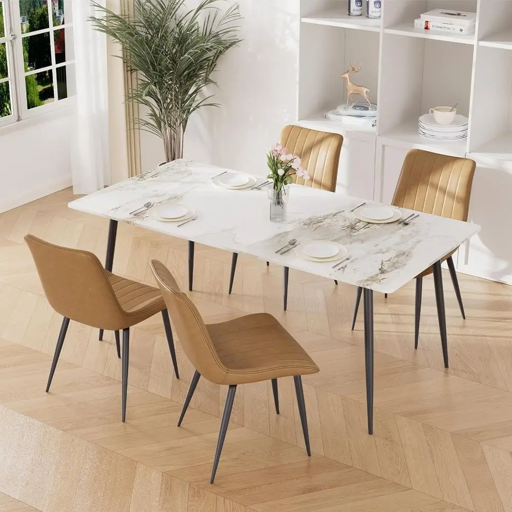 Set of 4 Leather Upholstered Dining Chairs with Metal Legs, Comfortable for Kitchen & Dining Rooms, Suitable for Living Spaces a
Set of 4 Leather Upholstered Dining Chairs with Metal Legs, Comfortable for Kitchen & Dining Rooms, Suitable for Living Spaces a
