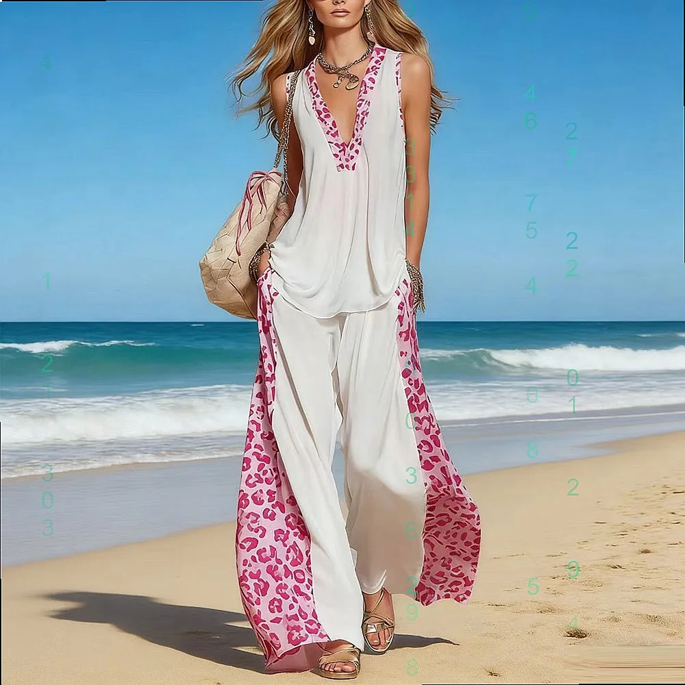 Women's Printed Patchwork Wide Leg Pants Sets Casual Jumpsuit Overall Spring Summer
Women's Printed Patchwork Wide Leg Pants Sets Casual Jumpsuit Overall Spring Summer