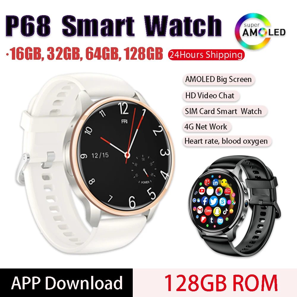 2024 NEW P68 Smart Watch 4G Network SIM Card 1.508''AMOLED 500W Camera GPS Wifi Google Play Dynamic Dial Android Smartwatch Men
2024 NEW P68 Smart Watch 4G Network SIM Card 1.508''AMOLED 500W Camera GPS Wifi Google Play Dynamic Dial Android Smartwatch Men