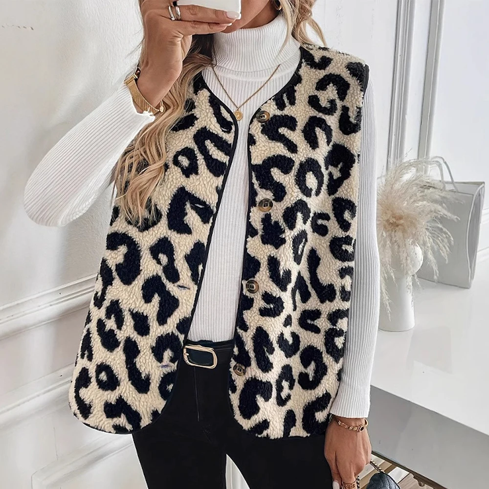 Mia Muse Women's Vests Autumn Winter Decent Fashion Leopard Print Single Breasted Open Front Sleeveless Crew Neck Casual Vests
Mia Muse Women's Vests Autumn Winter Decent Fashion Leopard Print Single Breasted Open Front Sleeveless Crew Neck Casual Vests
