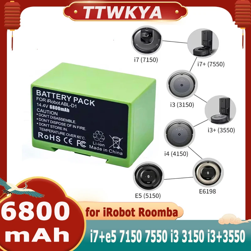 Замена аккумулятора i7 14,4 В, 12800 мАч для iRobot Roomba e и i Series i7+ e5 7150 7550 i3 3150 i3+ 3550 i4 4150 i4+ 4624864
Замена аккумулятора i7 14,4 В, 12800 мАч для iRobot Roomba e и i Series i7+ e5 7150 7550 i3 3150 i3+ 3550 i4 4150 i4+ 4624864