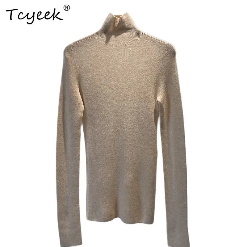 Tcyeek, 100%Sheep Wool Elegant Sweater, Women Turtleneck Long Sleeve, Seamless Bottom Knit Tops, 2024 Summer Autumn T469133QC
Tcyeek, 100%Sheep Wool Elegant Sweater, Women Turtleneck Long Sleeve, Seamless Bottom Knit Tops, 2024 Summer Autumn T469133QC