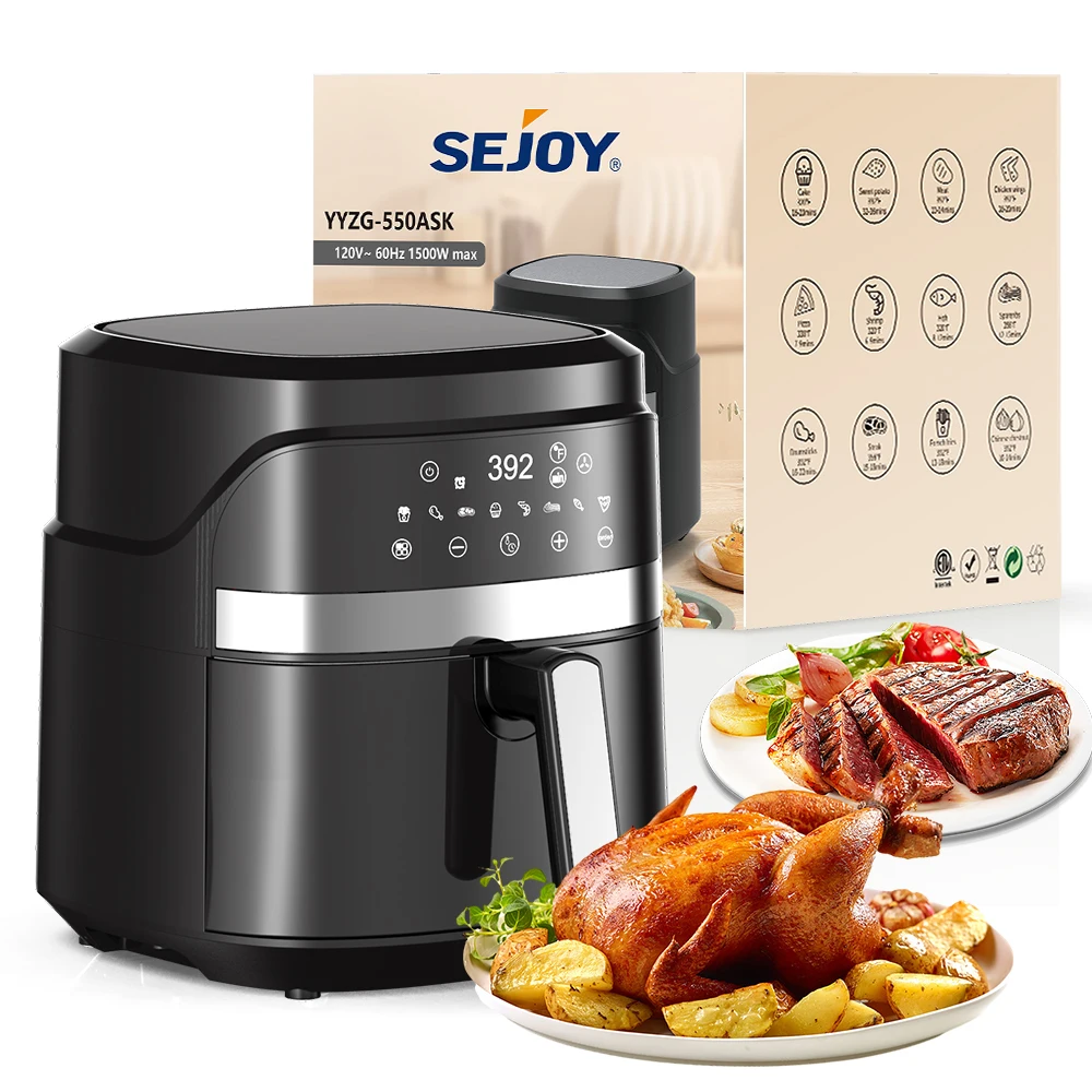 Sejoy Electric Air Fryer Without Oil 5.5L 1500W Digital Energy-Saving Electric Oven with Timer 8 Preset Menus for Family Cooking
Sejoy Electric Air Fryer Without Oil 5.5L 1500W Digital Energy-Saving Electric Oven with Timer 8 Preset Menus for Family Cooking