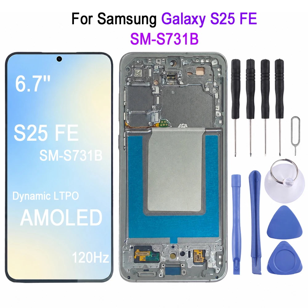 6.7-inch 120Hz LTPO AMOLED Screen with Frame For Samsung Galaxy S25 FE 5G, SM-S731B Phone Display Touch Screen Replacement Part
6.7-inch 120Hz LTPO AMOLED Screen with Frame For Samsung Galaxy S25 FE 5G, SM-S731B Phone Display Touch Screen Replacement Part