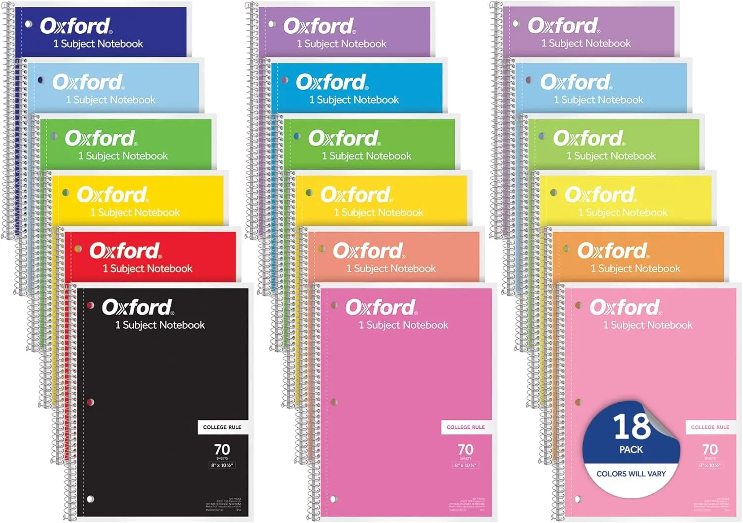 Тетради на спирали Oxford, 18 штук, в линейку, 8x10,5 дюймов, 70 листов, разные цвета, для школьных принадлежностей
Тетради на спирали Oxford, 18 штук, в линейку, 8x10,5 дюймов, 70 листов, разные цвета, для школьных принадлежностей