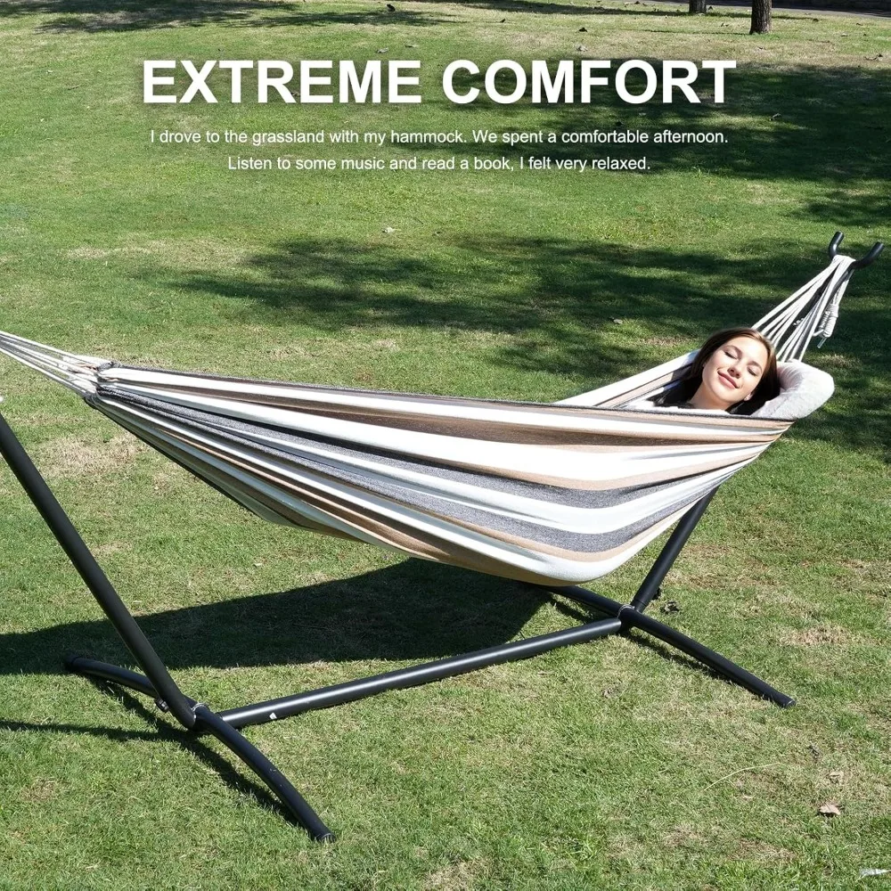 Double Hammock with Stand Included 450lb Capacity Space Saving Steel Stand,Premium Carry Bag Included,Suit for Outside
Double Hammock with Stand Included 450lb Capacity Space Saving Steel Stand,Premium Carry Bag Included,Suit for Outside