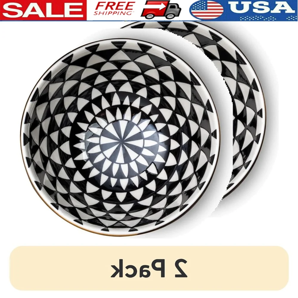 2 Pack Stoneware Dinner Bowls Black White Medallion Durable Microwave Dishwasher Safe Elegant Tableware Ceramic Serving Plates
2 Pack Stoneware Dinner Bowls Black White Medallion Durable Microwave Dishwasher Safe Elegant Tableware Ceramic Serving Plates