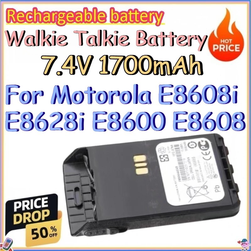 7.4V 1700mAh Walkie Talkie Battery for Motorola E8608i E8628i E8600 E8608 Replacement Rechargeable Lithium Battery
7.4V 1700mAh Walkie Talkie Battery for Motorola E8608i E8628i E8600 E8608 Replacement Rechargeable Lithium Battery