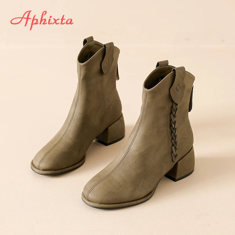 Aphixta/ботильоны на высоком каблуке 5 см, женская осенняя обувь высокого качества из кожи с молнией сзади, современные ботинки, женская обувь
Aphixta/ботильоны на высоком каблуке 5 см, женская осенняя обувь высокого качества из кожи с молнией сзади, современные ботинки, женская обувь