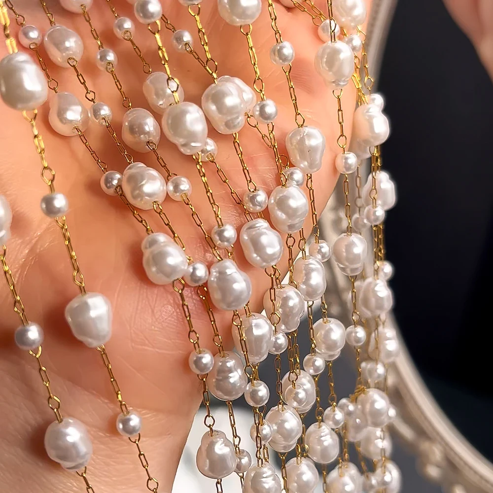 0.5M 1M Irregular Imitation Pearl Beaded Chains Stainless Steel Necklaces Bracelets Bead Chain Women Jewelry Making DIY Material
0.5M 1M Irregular Imitation Pearl Beaded Chains Stainless Steel Necklaces Bracelets Bead Chain Women Jewelry Making DIY Material