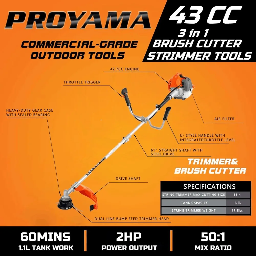 Газовый Weed Wacker 42,7 куб.см, пожиратель сорняков 3 в 1, газовый привод, кусторез и газовый триммер для струн, 2 цикла, экстремально работает
Газовый Weed Wacker 42,7 куб.см, пожиратель сорняков 3 в 1, газовый привод, кусторез и газовый триммер для струн, 2 цикла, экстремально работает
