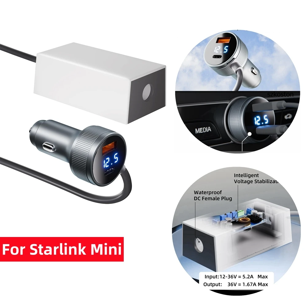 For Starlink Mini Cigarette Lighter 12V Adapter 3 in 1 Voltage Step Up DC Power Cord 12V-36V Input Car Charger
For Starlink Mini Cigarette Lighter 12V Adapter 3 in 1 Voltage Step Up DC Power Cord 12V-36V Input Car Charger