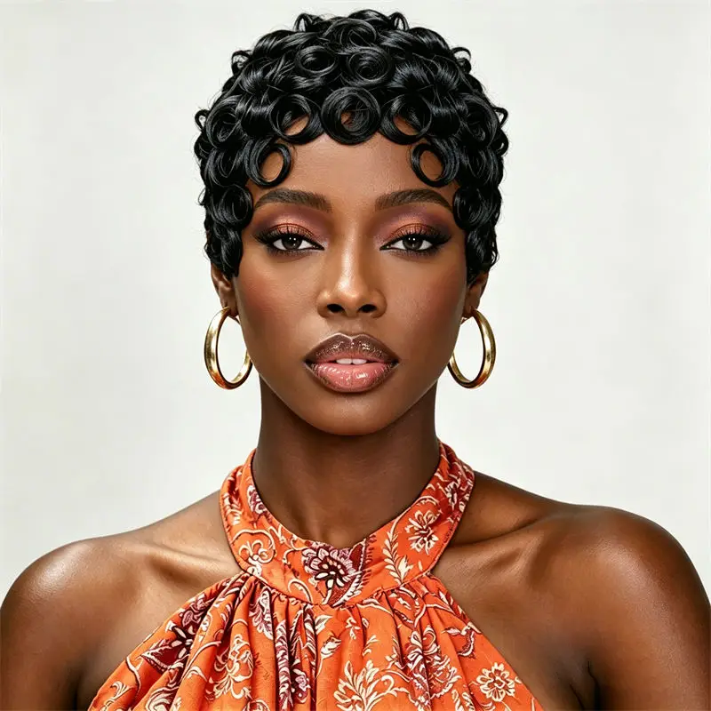 Pixie Cut Short Curly Wig Brazilian Remy Human Hair Full Machine Made Wig With Bangs Styling For Daily Anime Festival Occasion
Pixie Cut Short Curly Wig Brazilian Remy Human Hair Full Machine Made Wig With Bangs Styling For Daily Anime Festival Occasion