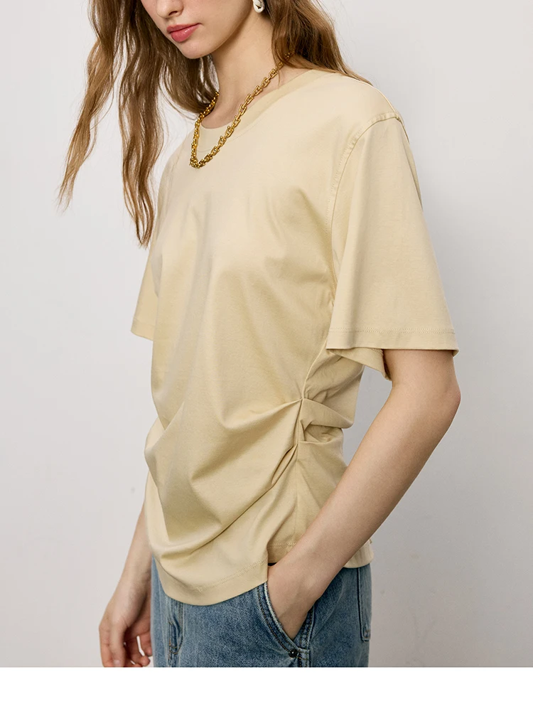 Slimming Smooth Silk Blend Women's T-shirt Short Sleeve Waist-Cinching Cotton Modal Summer Fashion Commute Style round Neck
Slimming Smooth Silk Blend Women's T-shirt Short Sleeve Waist-Cinching Cotton Modal Summer Fashion Commute Style round Neck