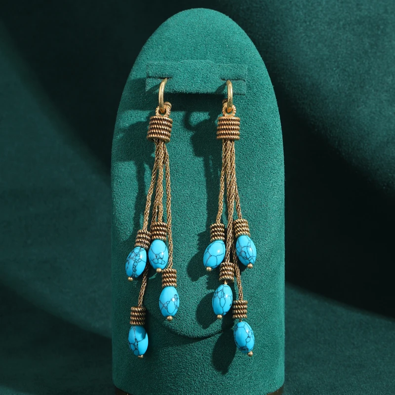 Vintage Tassel Drop Earrings with Chain Natural Blue Stone Pendant Antique for Women Gold Color Luxury Aesthetic Indian Jewelry
Vintage Tassel Drop Earrings with Chain Natural Blue Stone Pendant Antique for Women Gold Color Luxury Aesthetic Indian Jewelry