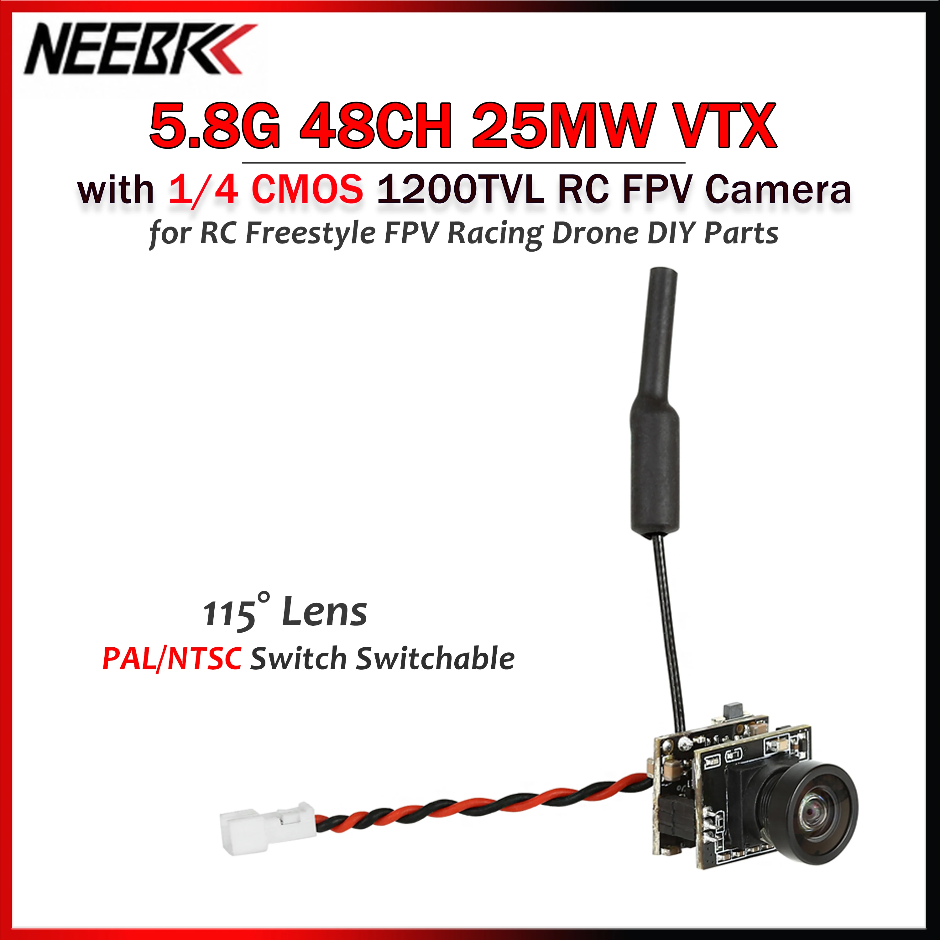 New 5.8G 48CH 25MW VTX Image Transmission with 1/4 CMOS RC Micro FPV Camera 1200TVL PAL/NTSC Switchable for RC FPV Racing Drone
New 5.8G 48CH 25MW VTX Image Transmission with 1/4 CMOS RC Micro FPV Camera 1200TVL PAL/NTSC Switchable for RC FPV Racing Drone