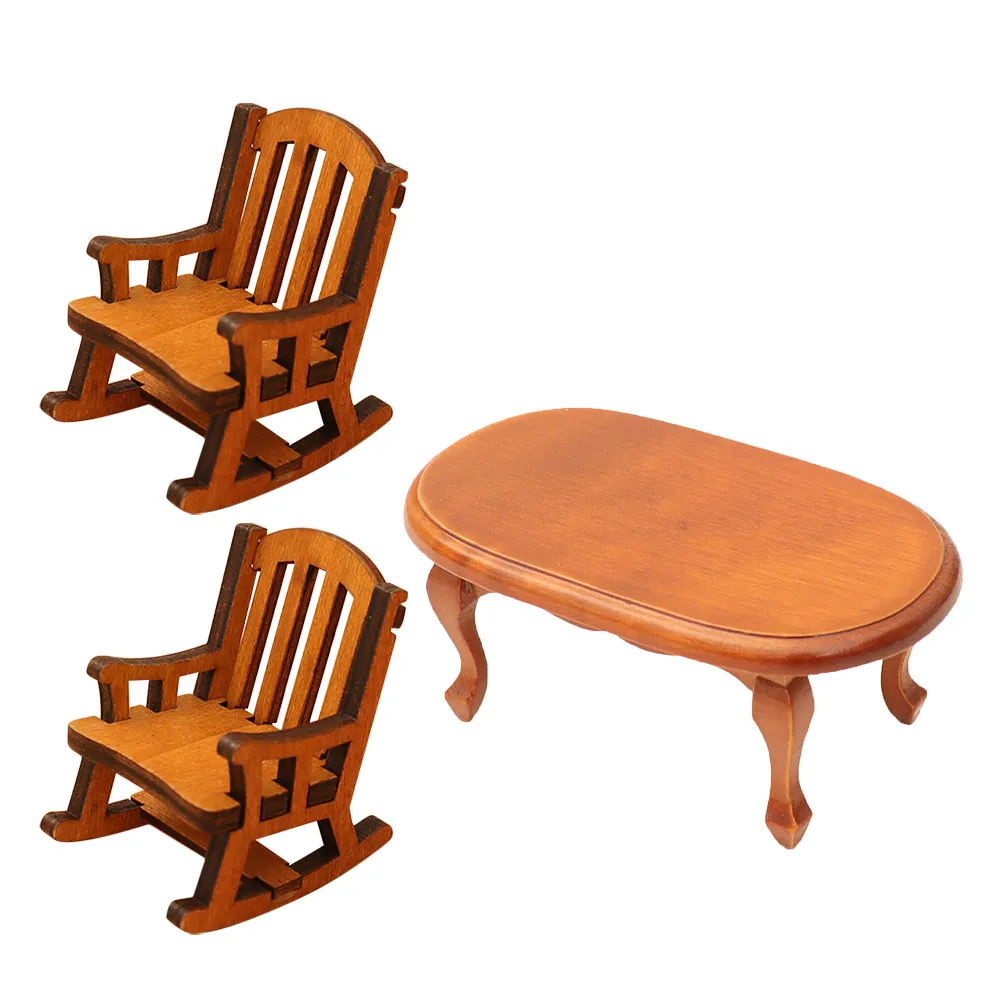 3Pcs Mini House Furniture Brown Wood Finish Table and Rocking Chair for Dollhouse Living Room Setup Craft Project Decoration
3Pcs Mini House Furniture Brown Wood Finish Table and Rocking Chair for Dollhouse Living Room Setup Craft Project Decoration