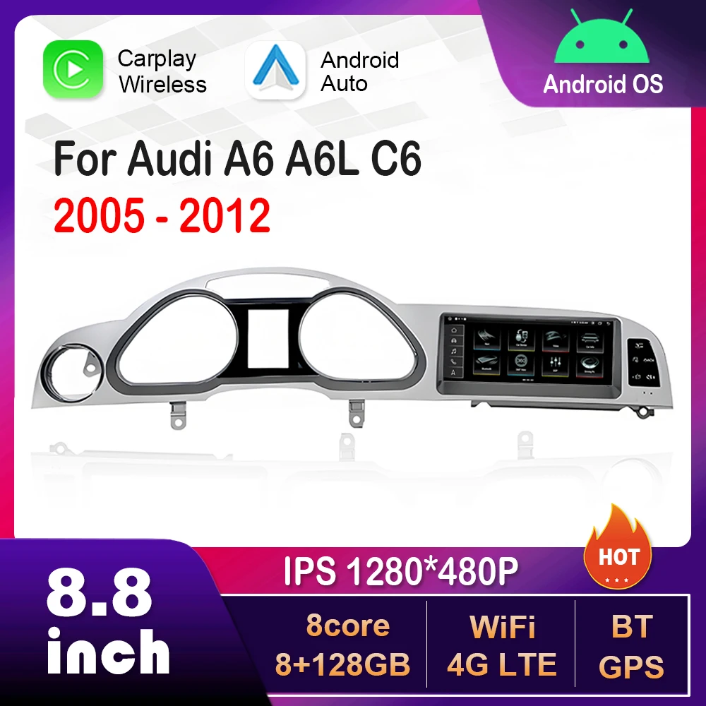 8.8 inch 1280*480P for Audi A6 A6L C6 2005 - 2012 CarPlay Android Car Radio Video Multimedia Player GPS Navi HD Touch Screen
8.8 inch 1280*480P for Audi A6 A6L C6 2005 - 2012 CarPlay Android Car Radio Video Multimedia Player GPS Navi HD Touch Screen