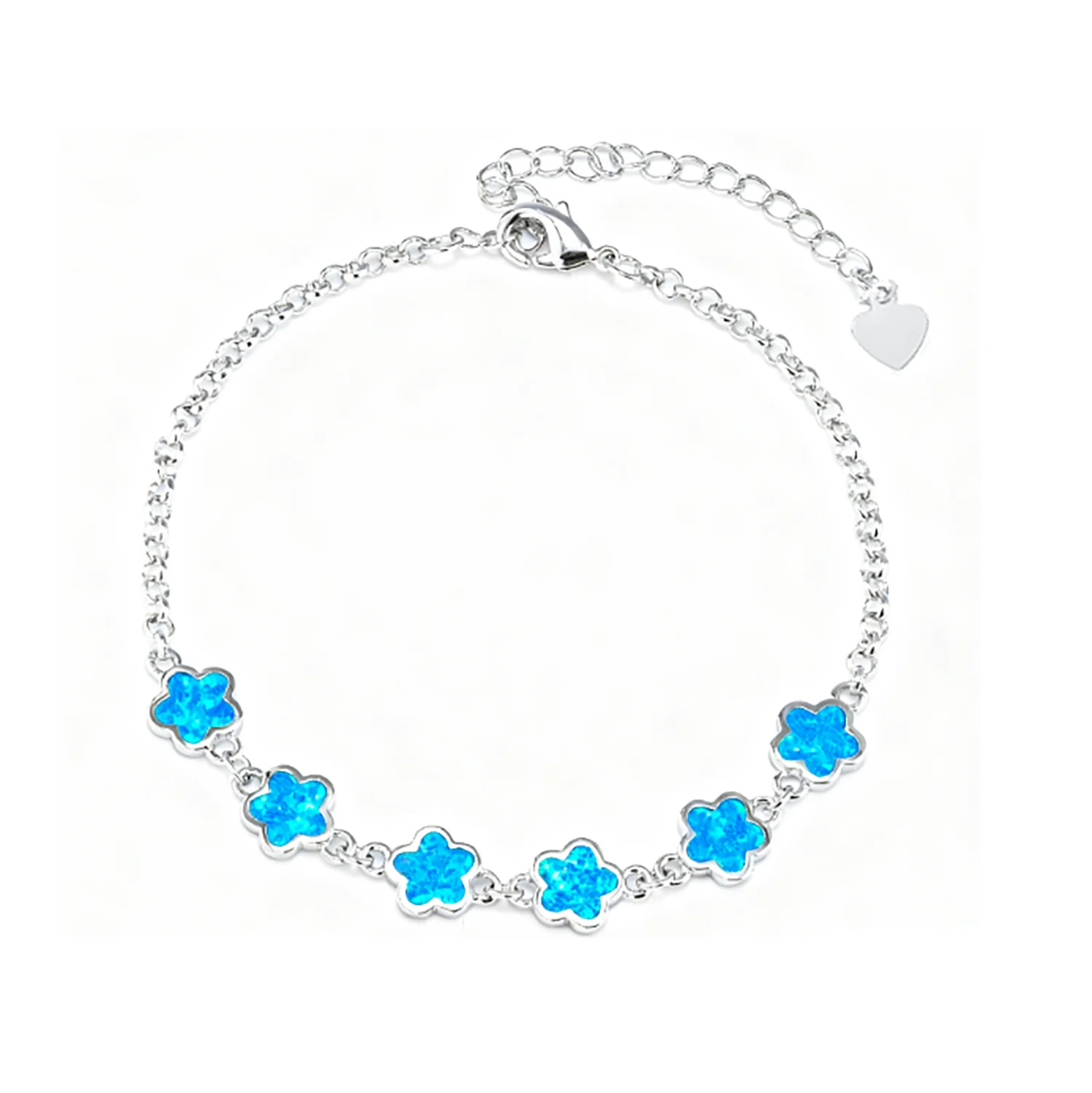 Blue Opal Flower Chain Bracelet for Women, Dainty Opal Clover Charm Bracelet, Minimalist Floral Jewelry Gift for Her, Daily Wear
Blue Opal Flower Chain Bracelet for Women, Dainty Opal Clover Charm Bracelet, Minimalist Floral Jewelry Gift for Her, Daily Wear