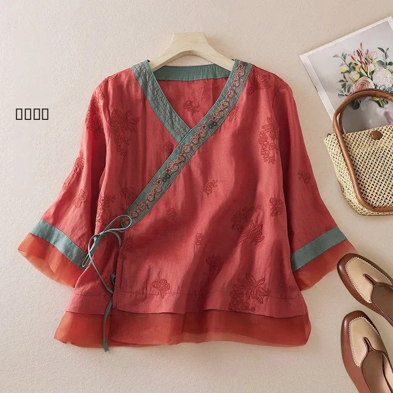 Retro Chinese Cotton Linen Embroidered irt Women Summer Ogeen Splicing Oblique Sve Tea Costume Top Straight Cut Regular ...
Retro Chinese Cotton Linen Embroidered irt Women Summer Ogeen Splicing Oblique Sve Tea Costume Top Straight Cut Regular ...