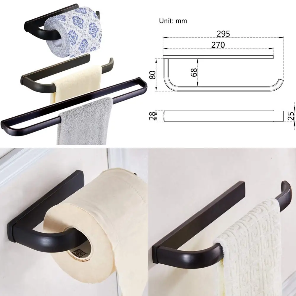 Black 24 Inch Wall Mounted Brass Toilet Paper Holder and Towel Bar Set - Durable Bath Hardware Collection
Black 24 Inch Wall Mounted Brass Toilet Paper Holder and Towel Bar Set - Durable Bath Hardware Collection
