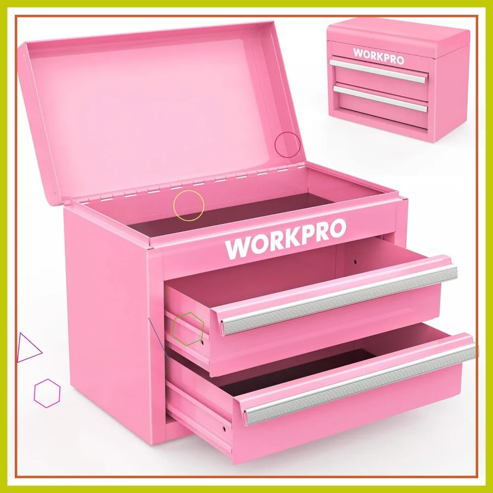Mini Metal Tool Box with 2 Drawers, Top Storage, PVC Liners, and PP Feet Pads - Pink Ribbon
Mini Metal Tool Box with 2 Drawers, Top Storage, PVC Liners, and PP Feet Pads - Pink Ribbon