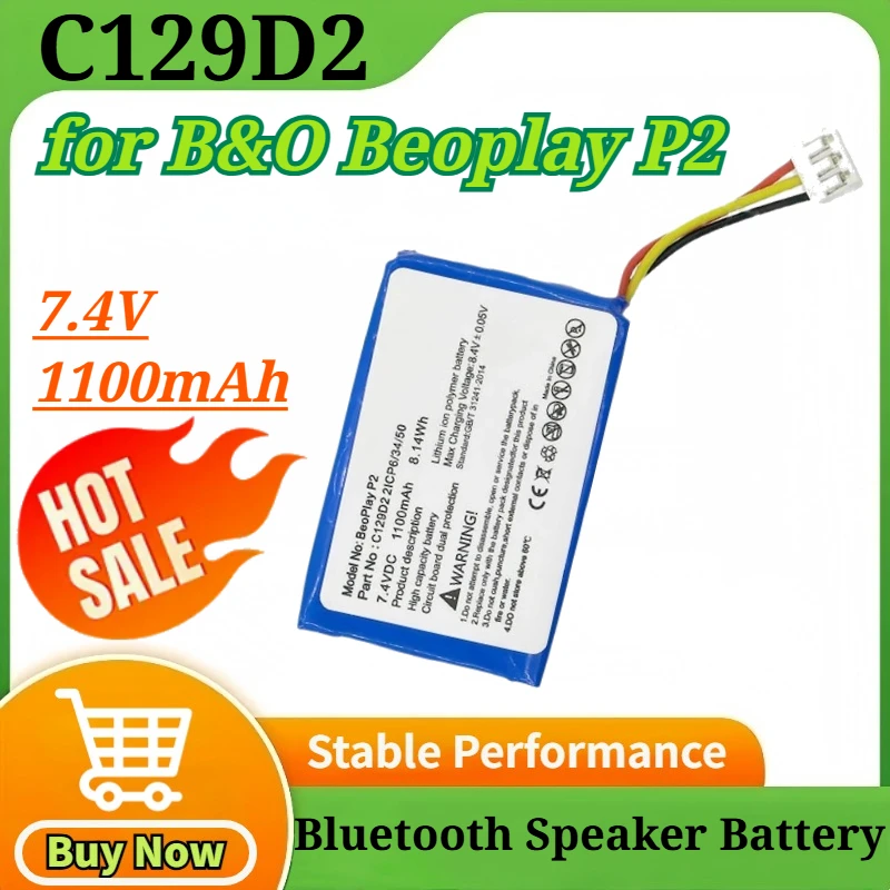 7.4V 1100mAh New C129D2 Battery for B&O Beoplay P2 Bluetooth Speaker Rechargeable Lithium Battery Pack
7.4V 1100mAh New C129D2 Battery for B&O Beoplay P2 Bluetooth Speaker Rechargeable Lithium Battery Pack