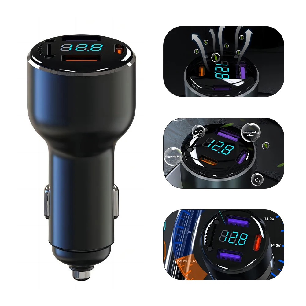 236W Car Charger 1 USB-C 2 USB-A Ports Fast Charging Adapter With LED Digital Display Voltage Monitor for Air Purifier Charging
236W Car Charger 1 USB-C 2 USB-A Ports Fast Charging Adapter With LED Digital Display Voltage Monitor for Air Purifier Charging