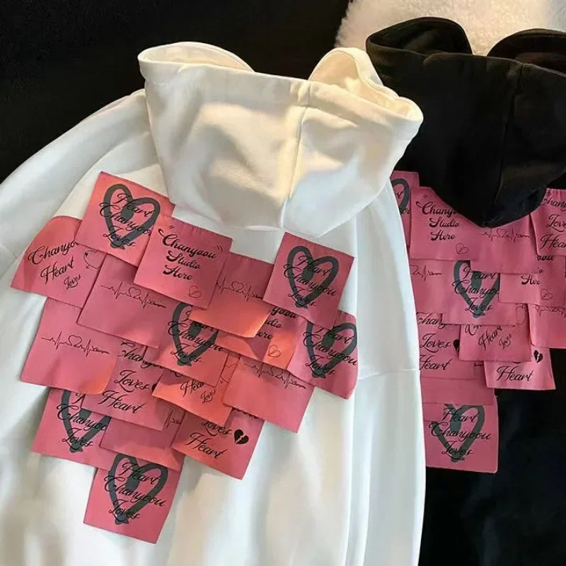 DAYIFUN-White Love Heart Hoodies for Couples Oversize Sweatshirts Fashion Patch Stitch High Street Cool Lady Top Spring Autumn
DAYIFUN-White Love Heart Hoodies for Couples Oversize Sweatshirts Fashion Patch Stitch High Street Cool Lady Top Spring Autumn