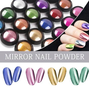 15Colors Magic Mirror Powder Nail Powder Glitter Dust Metallic Metal Effect Nails Art Chrome Pigment Nail Art Decorations