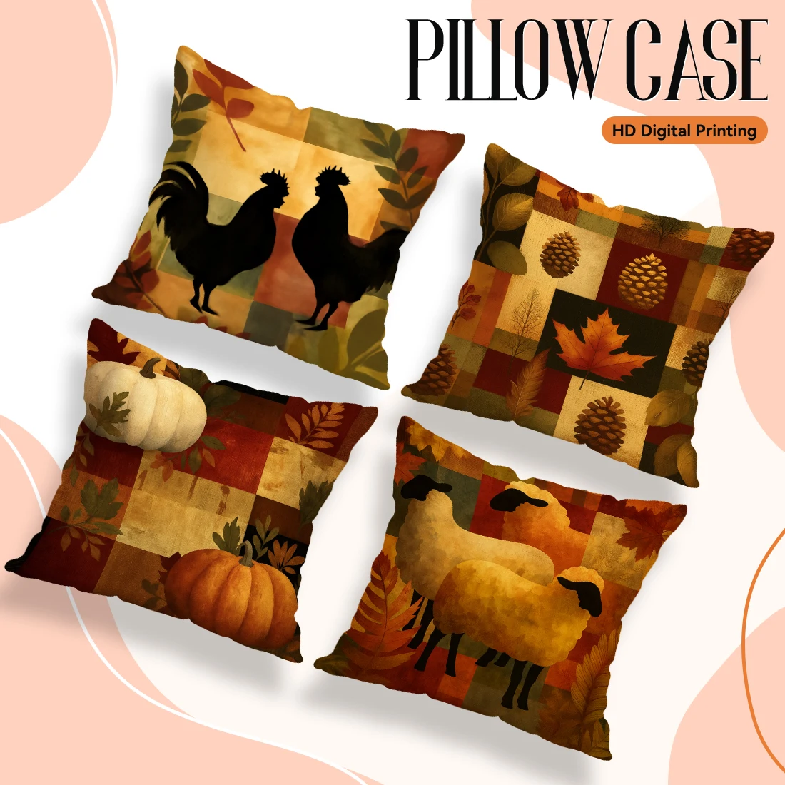 Home Decor Autumn Farm Animals Pattern Pillow Covers Pattern Cushion Cover Suitable for Sofa Bedroom Car Pillow Cover 
Home Decor Autumn Farm Animals Pattern Pillow Covers Pattern Cushion Cover Suitable for Sofa Bedroom Car Pillow Cover