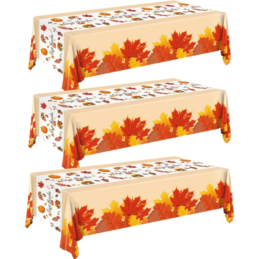 3pcs Thanksgiving Tablecloth, Thanksgiving Decorations Disposable Plastic Fall Tablecloth Maple Leaves Table Cover
3pcs Thanksgiving Tablecloth, Thanksgiving Decorations Disposable Plastic Fall Tablecloth Maple Leaves Table Cover