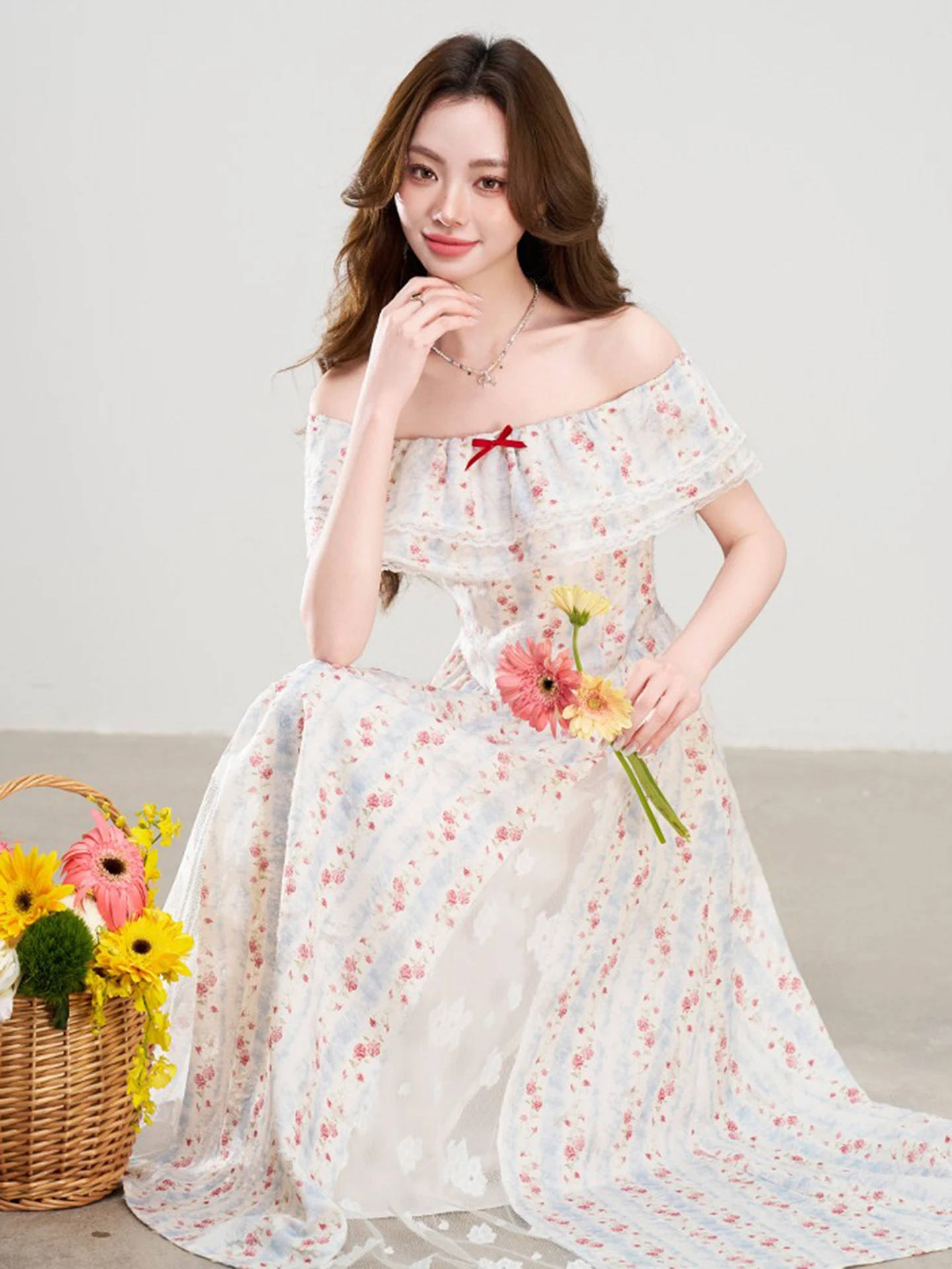 Sweet Style Floral Lace One Shoulder A-Line Long Dress Waist-Cinching Casual Short Sleeve Women's Dress Summer New Arrival
Sweet Style Floral Lace One Shoulder A-Line Long Dress Waist-Cinching Casual Short Sleeve Women's Dress Summer New Arrival