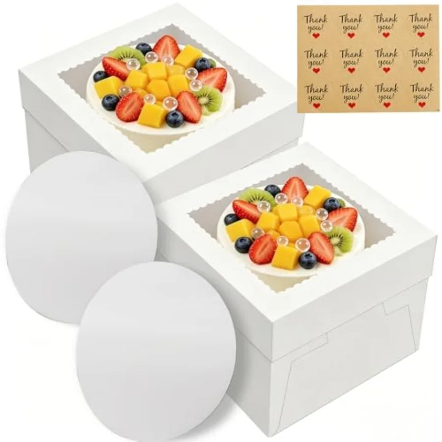2 Pack Cake Boxes, 12x12x8 Inches Tall Cake Box with Window, Cake Carrier with Lids, White Cake Boxes with Cake Boards, for Cak
2 Pack Cake Boxes, 12x12x8 Inches Tall Cake Box with Window, Cake Carrier with Lids, White Cake Boxes with Cake Boards, for Cak