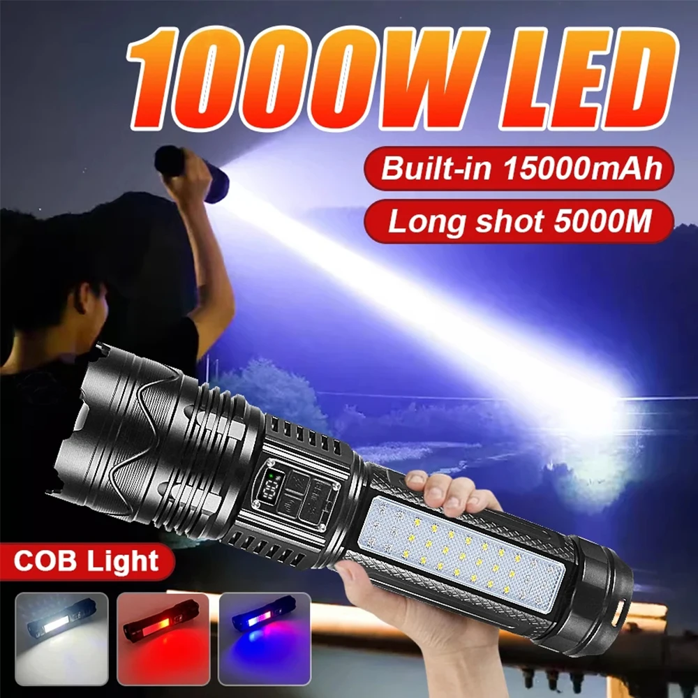 1000000LM High-power LED Flashlight Rechargeable High-power Zoom Tactical Strong Light Emergency Spotlight Outdoor Hunting Torch
1000000LM High-power LED Flashlight Rechargeable High-power Zoom Tactical Strong Light Emergency Spotlight Outdoor Hunting Torch