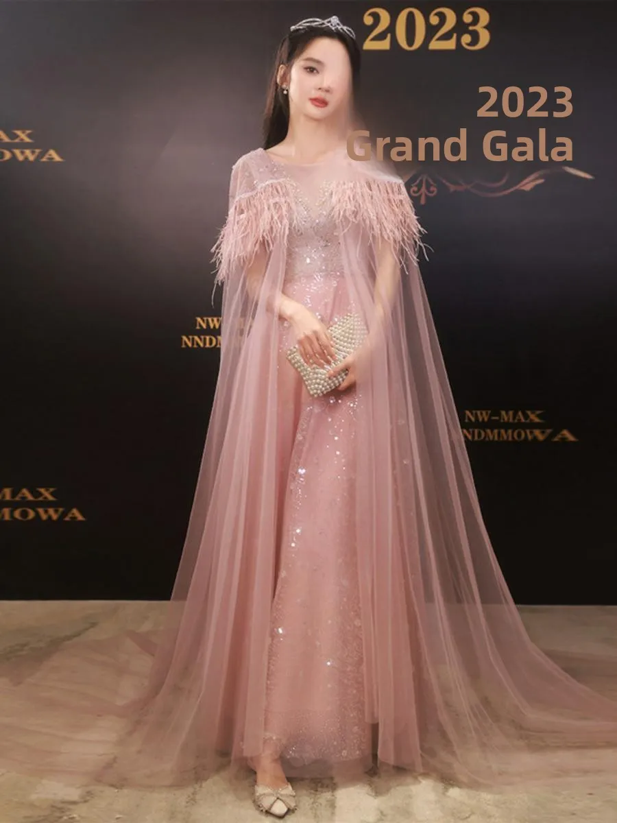 Pink Evening Gown Ele Fem Host Ceremony Performance High End Luxury Long Skirt Polyester Material mid Waist Gown
Pink Evening Gown Ele Fem Host Ceremony Performance High End Luxury Long Skirt Polyester Material mid Waist Gown