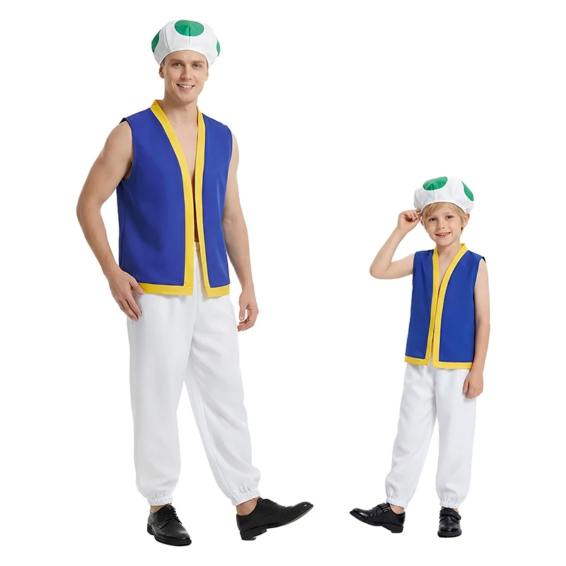 Toad Cosplay Mushroom Hat Kids Adult Costume Game Bros Roleplay Fantasia Outfits Vest Pants Halloween Carnival Party Family Set
Toad Cosplay Mushroom Hat Kids Adult Costume Game Bros Roleplay Fantasia Outfits Vest Pants Halloween Carnival Party Family Set