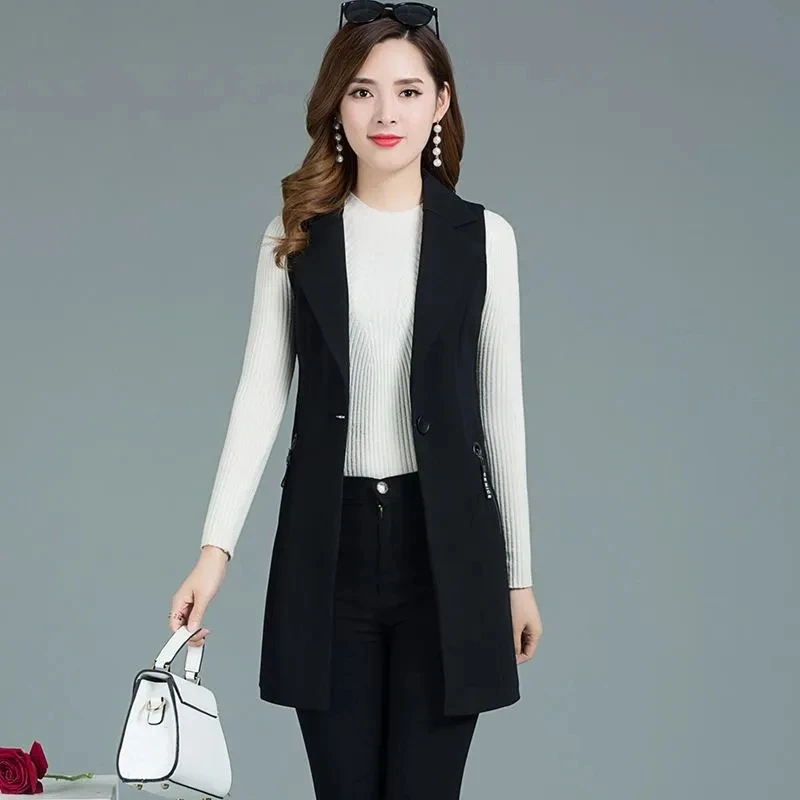 Fashion Black Suit Vest Women's Waistcoat Mid-Length Spring Summer Korean Slim Sleeveless Blazer Casual Lining Coat Female
Fashion Black Suit Vest Women's Waistcoat Mid-Length Spring Summer Korean Slim Sleeveless Blazer Casual Lining Coat Female
