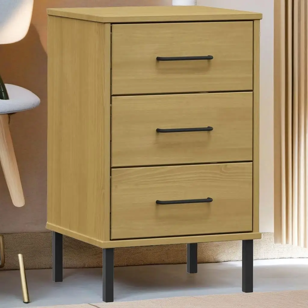 OSLO Brown Solid Pine Bedside Cabinet with Sturdy Metal Legs - Modern Nightstand
OSLO Brown Solid Pine Bedside Cabinet with Sturdy Metal Legs - Modern Nightstand