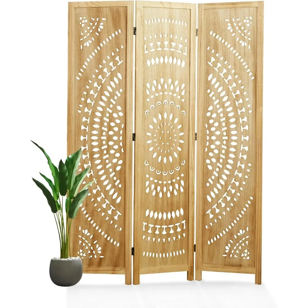 66.9Inch Folding Room Divider, 3 Panels Wood Carved Privacy Screens, Free Assembled Freestanding Partition for Home Office Resta
66.9Inch Folding Room Divider, 3 Panels Wood Carved Privacy Screens, Free Assembled Freestanding Partition for Home Office Resta