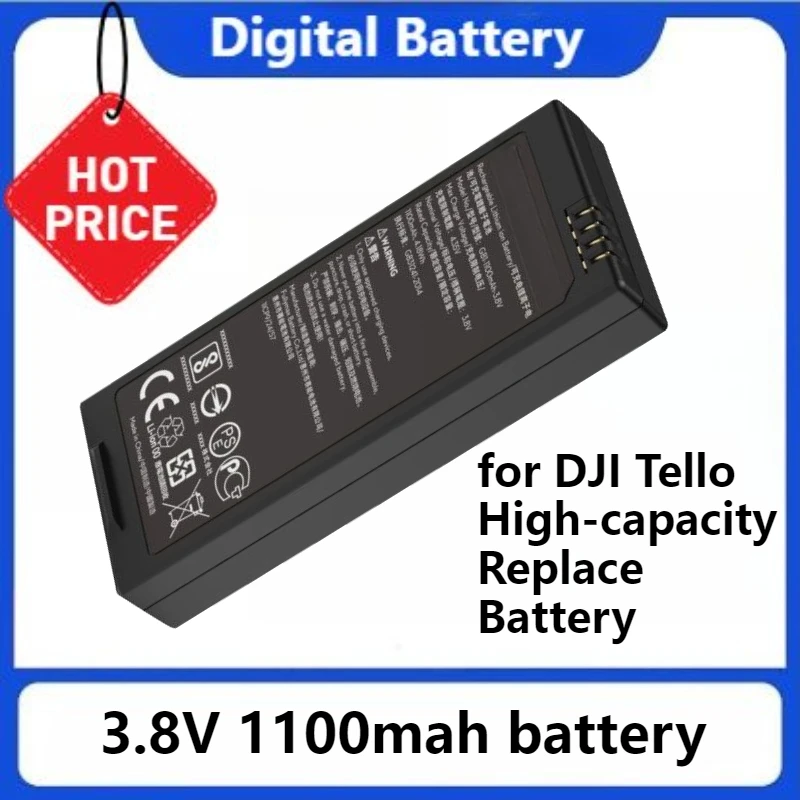 3.8V 1100mAh Drones Battery T01 for DJI Tello High-capacity Replace Battery with Charger
3.8V 1100mAh Drones Battery T01 for DJI Tello High-capacity Replace Battery with Charger