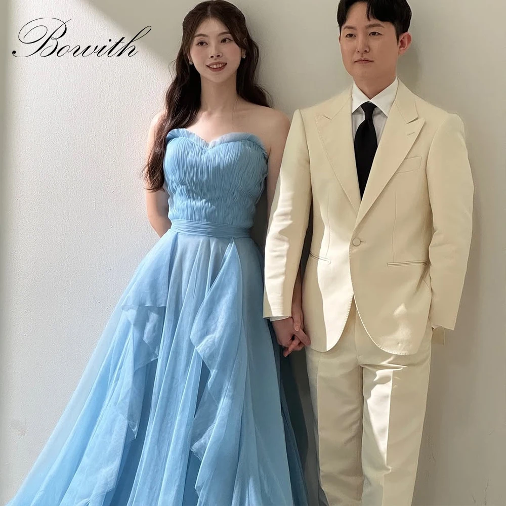 Bowith Fairy Blue Корейские вечерние платья по индивидуальному заказу без бретелек трапециевидной формы из мягкого тюля свадебное платье свадебные платья 
Bowith Fairy Blue Корейские вечерние платья по индивидуальному заказу без бретелек трапециевидной формы из мягкого тюля свадебное платье свадебные платья