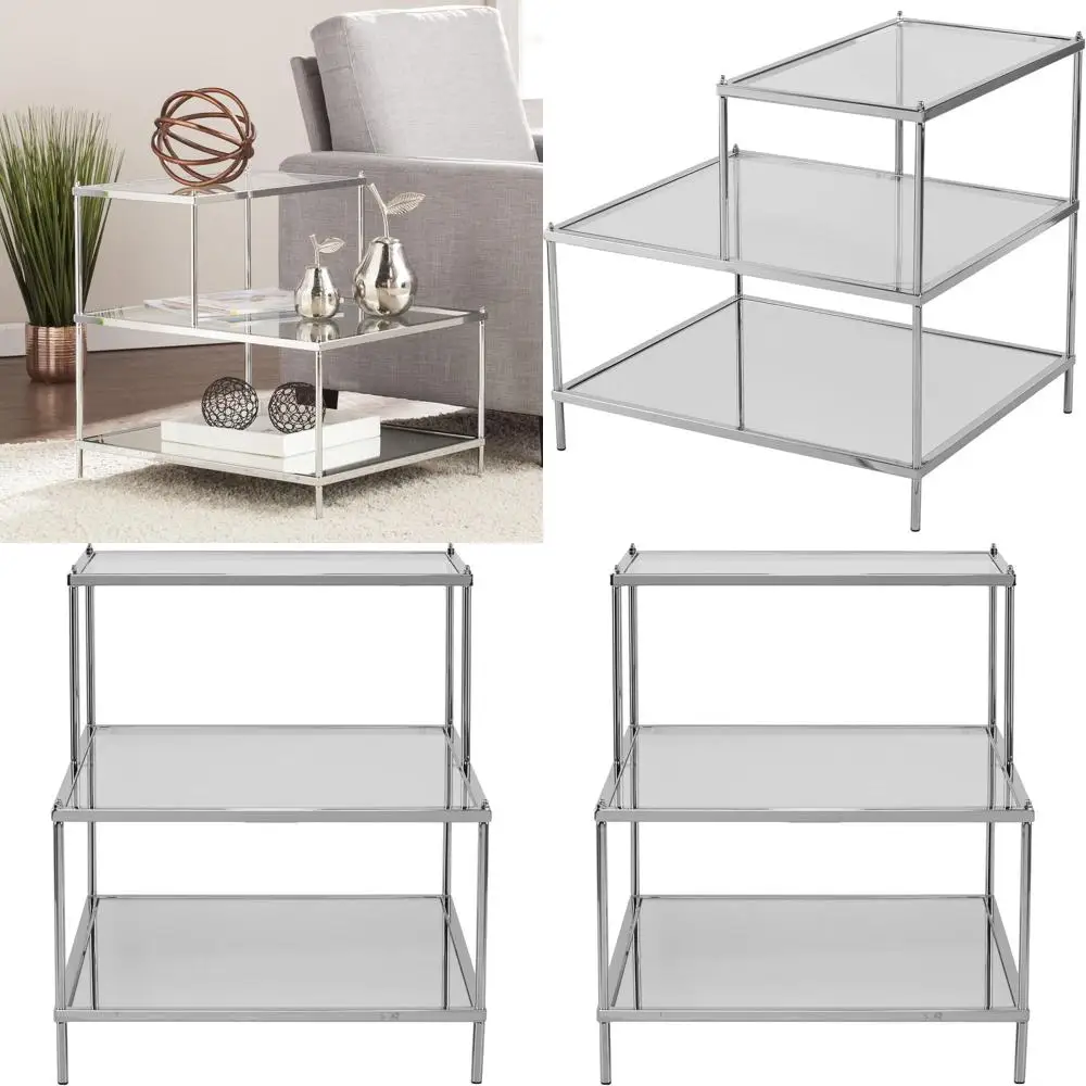 3-Tier Stair Step Accent Table, Mirrored, Metallic Chrome Finish
3-Tier Stair Step Accent Table, Mirrored, Metallic Chrome Finish