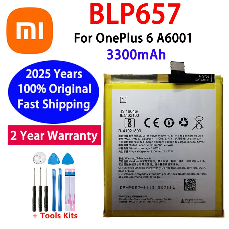 Оригинальный аккумулятор BLP657 на 2025 год, 3300 мАч для OnePlus 6 A6001 Oneplus6 One Plus 6, запасные аккумуляторы для телефона, аккумулятор Bateria
Оригинальный аккумулятор BLP657 на 2025 год, 3300 мАч для OnePlus 6 A6001 Oneplus6 One Plus 6, запасные аккумуляторы для телефона, аккумулятор Bateria