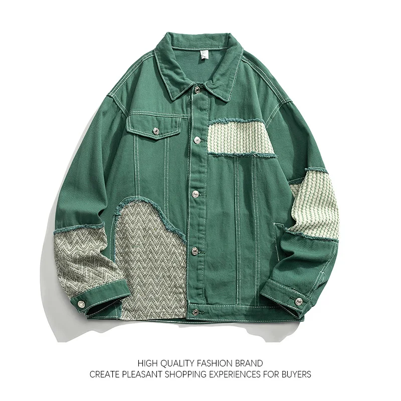 Splice Denim Jacket Men Hong Kong Style Retro Trend Jeans Coat High Street Niche Vintage Patchwork Worn Jacket Raw Edge Tassels
Splice Denim Jacket Men Hong Kong Style Retro Trend Jeans Coat High Street Niche Vintage Patchwork Worn Jacket Raw Edge Tassels