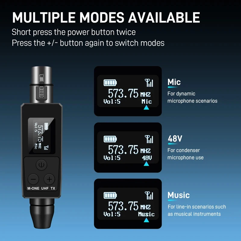 Wireless Microphone System UHF Professional XLR Transmitter Receiver Supports Dynamic Condenser Microphones DSP Noise Reduction
Wireless Microphone System UHF Professional XLR Transmitter Receiver Supports Dynamic Condenser Microphones DSP Noise Reduction