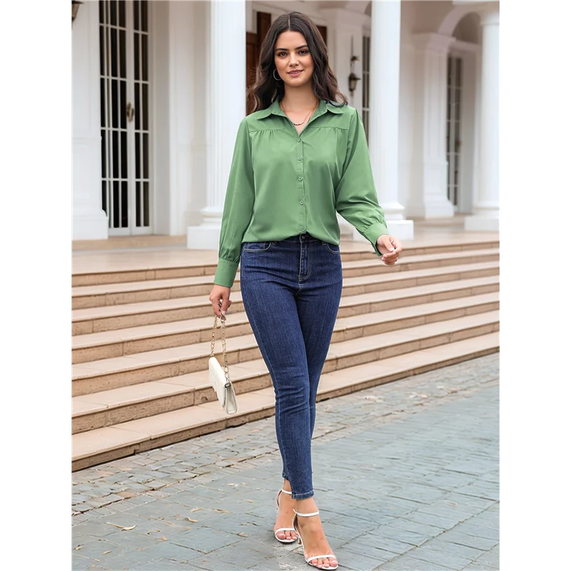 ASDS-Womens Long Sleeve Dressy Casual Button Down Collared Tops Elegant Pleated Front Work Blouse
ASDS-Womens Long Sleeve Dressy Casual Button Down Collared Tops Elegant Pleated Front Work Blouse