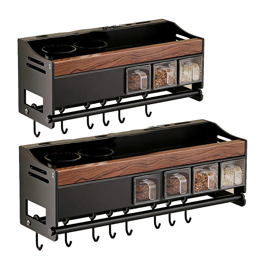 Metal Wall Mounted Spice Shelf for Organizing Spices Cooking Essentials with Built in Utensil Cups and Paper Towel Holder
Metal Wall Mounted Spice Shelf for Organizing Spices Cooking Essentials with Built in Utensil Cups and Paper Towel Holder